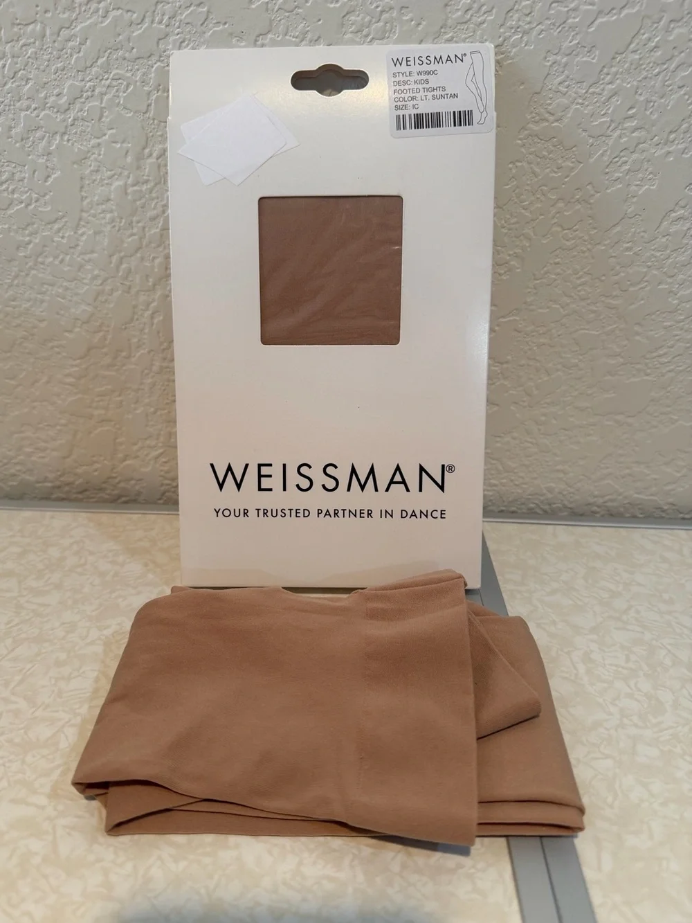 2 pair Weissman Footed Tights Size IC LT Suntan